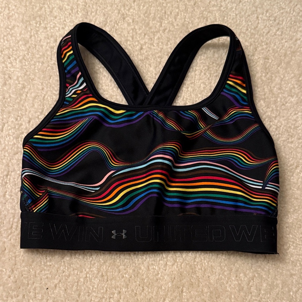 Under Armour Black Sports Bra with Colorful Stripes